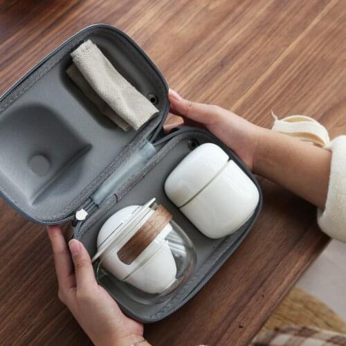 High Grade Chinese Tea Travel Carry Bag Tea Set Dehua Ceramic Portable Teapot Porcelain Teaset Gaiwan Tea Cups of Tea Ceremony