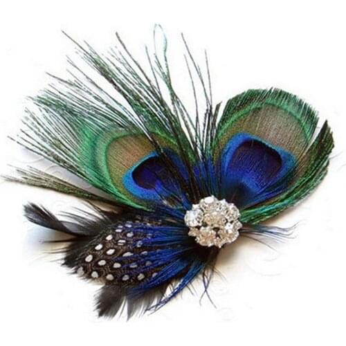 Peacock Decorative Hairpin Fascinator Hair Clip Faux Peacock Feather Flapper Headpiece Party Fascinator Hair Accessories