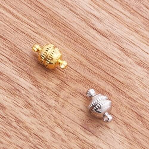 High Quality 10Sets Jewelry Findings Rhinestone Ball Alloy Magnetic Clasps For Bracelet Rhodium/Gold Plated 8*14mm Sale-Seller
