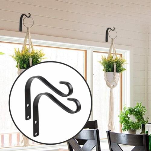 2pcs Flower Basket Hook Bending Plant Hanging Bracket Sturdy Wall Coat Hanger Garden Wall Light Hanging Flower Plant Hanger