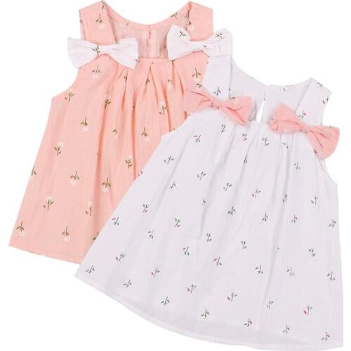 2021 Baby Girl’s Casual Suspender Short Dress Sweet Little Flower Bow A-line Princess Dress Childrens Clothing Summer Dress