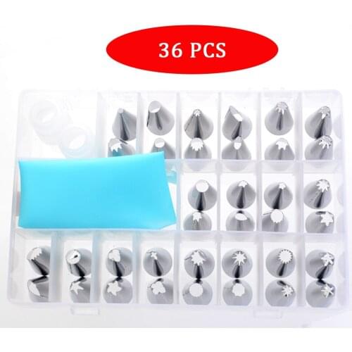 36 Head Boxed Decorating Mouth Practical Combination 12 Inch Silicone Silk Flower Bag Cake Baking Tool