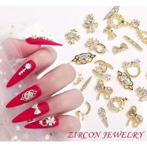 5pcs Zircon Parts Crystal Rhinestones Glitter Charms Nail Art Accessories Manicure Decorations Jewelry 2021 New Design Kawaii