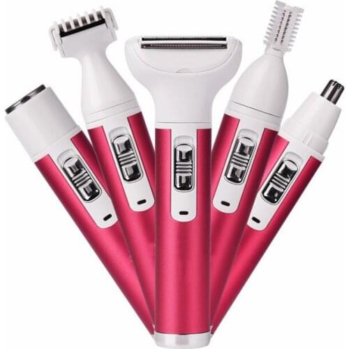5 in 1 Electric Hair Remover Rechargeable Lady Shaver Nose Hair Trimmer Eyebrow Shaper Leg Armpit Bikini Trimmer Women Epilator