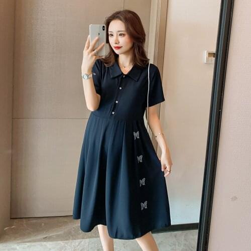 8866# Maternity Clothes Summer Chiffon Short Sleeve Easy Matching Stylish Slimming Dress for Pregnant Women Pregnancy Clothes