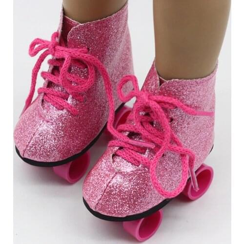Toys Accessory Entertainment Ice Boots Glitter Roller Skates Fashionable Shoes Skateboard Mini Girls For 18inch American Dolls