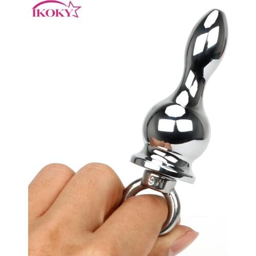 IKOKY Anal Plug Sex Toys for Men Women Stainless Steel Ring Handheld Butt Plug Erotic Toys Anal Bead Anal Sex Toys