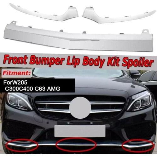 Car Chrome Front Bumper Lip Lower Splitter Cover Trim for Benz W205 C300 C400 C63 AMG 2058851574