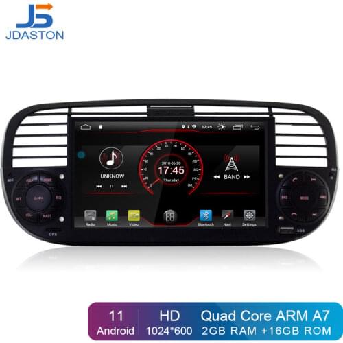 JDASTON Android 10.0 Car DVD Player For FIAT 500 Multimedia GPS Navigation 1 Din Car Radio Stereo Autoaudio WIFI Buit in DPS