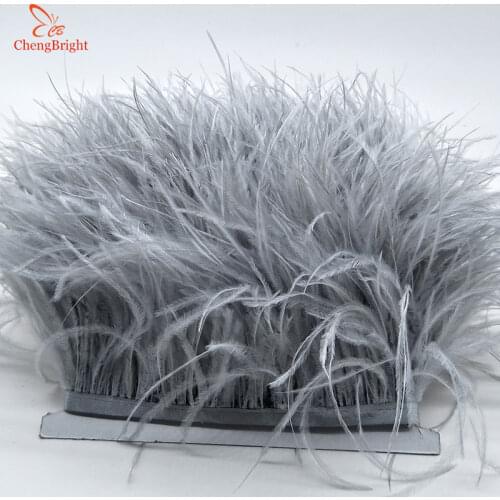 CHENGVRIGHT Hot Sale 10 Yards/lot 10-15CM Real Ostrich Feather Trims For Skirt/Dress/Costume Ribbon Feathers Trimming Wholesale