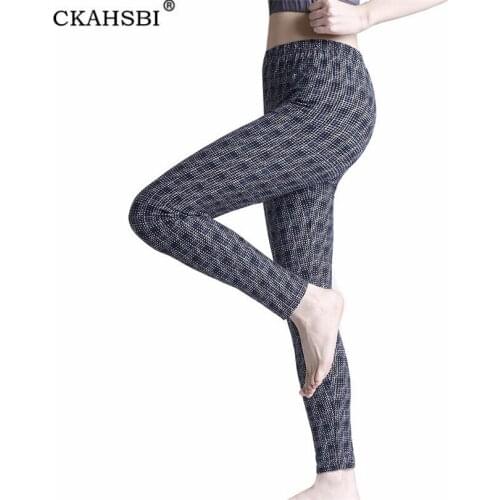 CKAHSBI Sexy Plaid Leggings Women Slim High Waist Fitness Push Up Gym Sport Workout Ankle-Length Polyester Elasticity Clothing