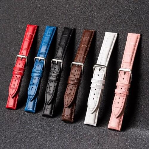 Correas de reloj de cuero genuino, 12/14/16/18/20/22/mm, correa de hebilla de Pin de acero, pulsera de cinturón de muñeca de a