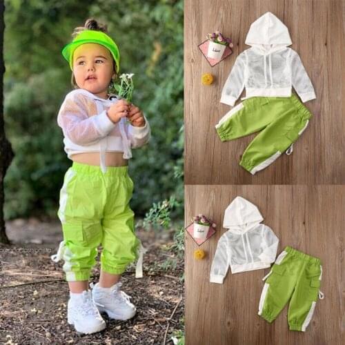 Kids Baby Girl Clothes Hooded Net Top Sweatshirt Long Pants 2020 Newest Fashion Casual Outfit Set