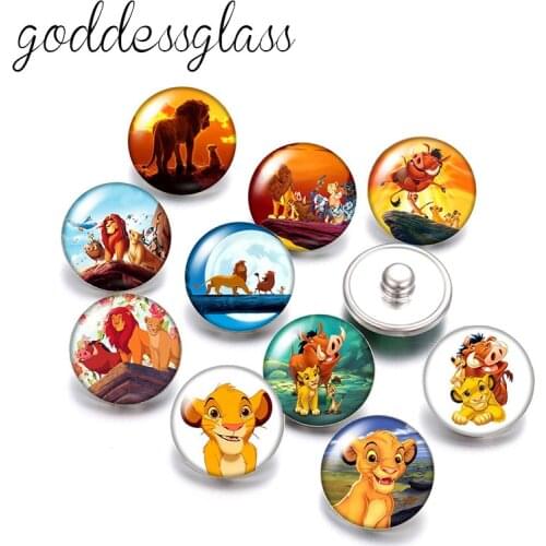 Disney The Lion King Simba Timon&Pumbaa 10pcs Round photo 18mm snap buttons for 18mm snap necklace DIY jewelry