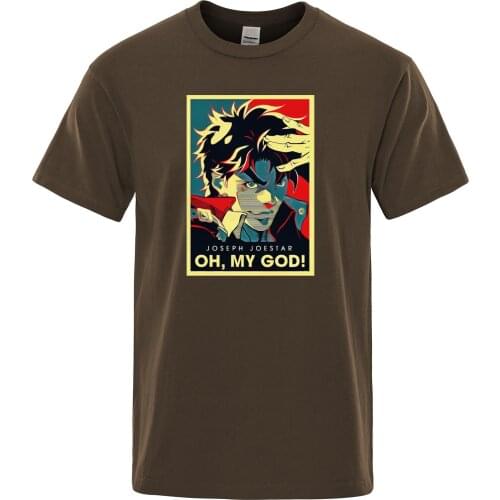 Joestar Joseph OH MY GOD letter Men T-Shirt Jojo Bizarre Adventure Vintage Tshirts Man Cotton Streetwear Male Tops Tees