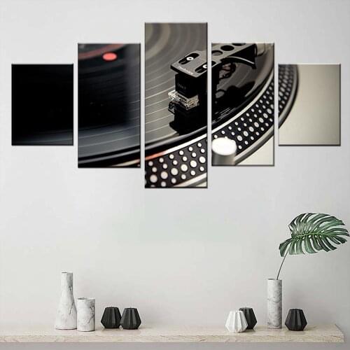 Canvas Paintings Home Decor HD Prints Dance Hall Bar Posters 5 Piece DJ Music Instrument Turntables Pictures Night Club Wall Art