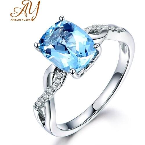 Anillos Yuzuk Silver 925 Jewelry Ring Aquamarine Trendy Party Classic 925 Sterling Silver Rings Jewelry Woman Engagement Gift