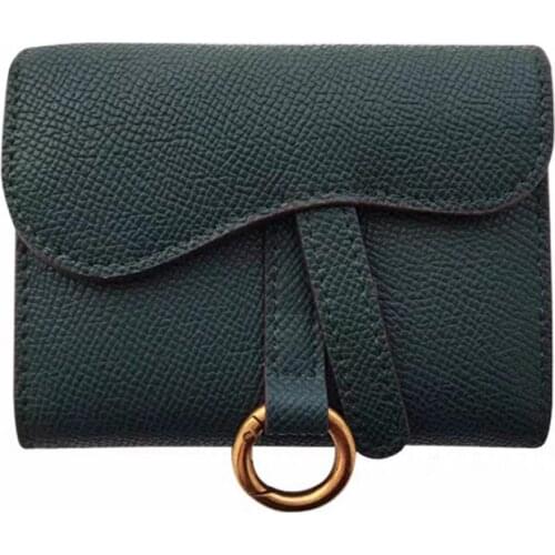 Fashion Split Leather Women Card Holder 2021New Hot Ladies Card Wallet Ring Decor Women Short Wallets Womens Purses