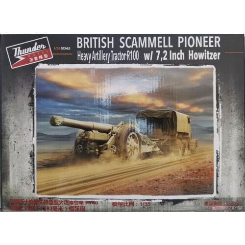 Thunder Model TM35212 1/35 Scale British Scanmel Heavy Cannon Tow Tractor R100 + BL 7.2 inch Howitzer Model kit