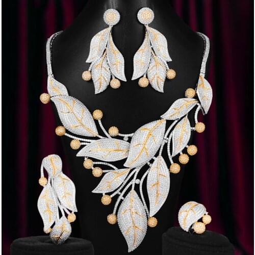 Blanchette Fashion Gorgeous Woman Bride Aristocratic Wedding Banquet Sets Cubic Zirconia Dubai Bridal Indian Exclusive Jewelry