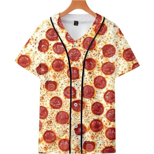 LCFA Brand Unisex Sports Baseball Shirt 3D Printed Pizza Food Theme Mens T-shirt Fashion Man Oversized Tshirt Suppliers 4XL