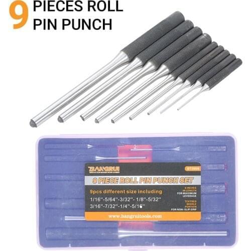 9 Pieces Roll Pin Punch Set Steel Punches Hand Pin Removing Tool with Carrying Case for Jewelers Watchmakers Carpenters