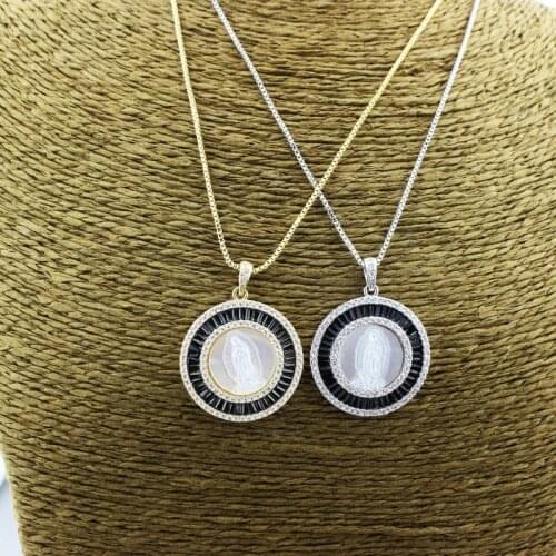 16inch 5str/lot Delicate cubic zirconiamicro pave shell pendant,religion cz shell charm pendant,handmade necklace