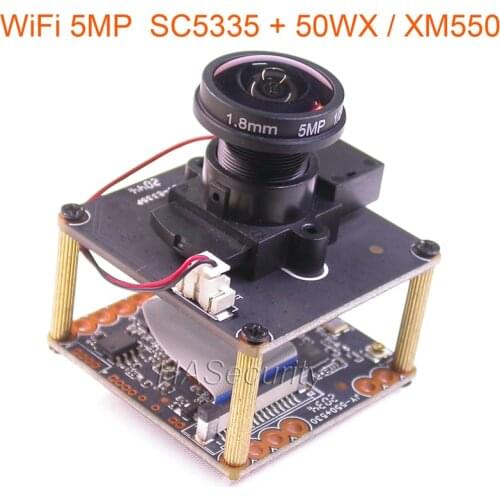 Fisheye Lens WiFi 5.0MP , H.265X 1/2.7" SmartSens SC5335 CMOS + 50WX / XM550 CCTV IP camera PCB board module (optional Lens)