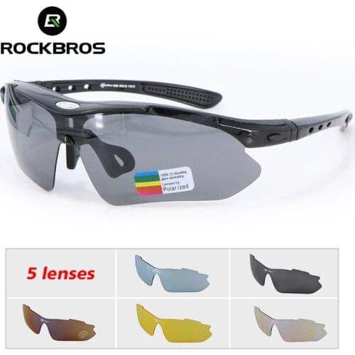 ROCKBROS 5 Lenses Polarized Cycling Glasses with Myopia Frame Men Sunglasses Road Bike Goggles Mountain Bicycle Eyewear Unisex
