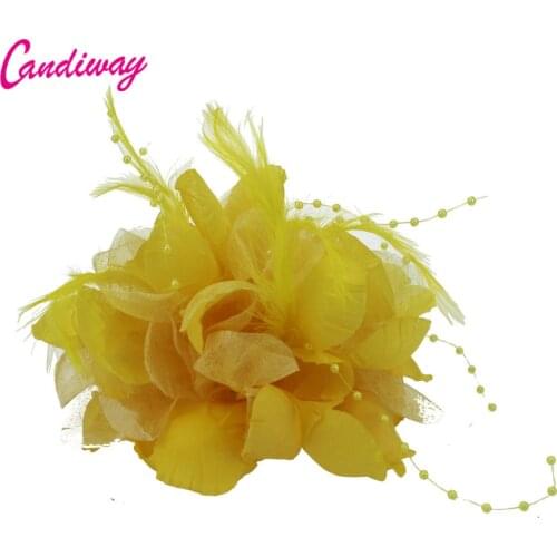 Fashion Yellow High Quality Girls Elegance Hair Clips Cloth Flowers Plastic Hair Claws Headbands For Women Hair Accessories