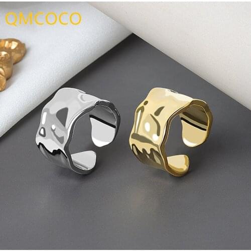 QMCOCO 2021 New 925 Sterling Silver Big Chain Open Rings for Women Bridal Wedding Vintage Finger Rings Garniture