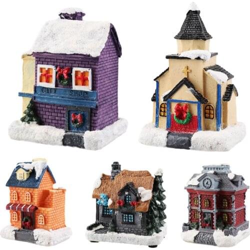 Christmas Decorations Lighthouse Christmas Scene Village Houses Town With Warm White Dream European Style Snow House Kids Gift 1