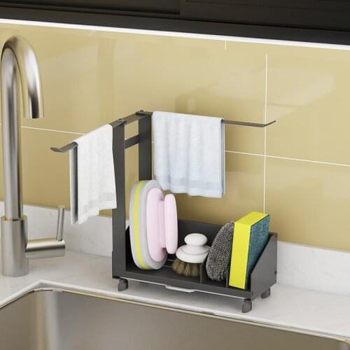 Dish Cloth Rack Sponge Drain Rack Dish Cloth Rag Rack Wall-mounted Countertop Organizer Sink Storage Holders Kitchen Supplies