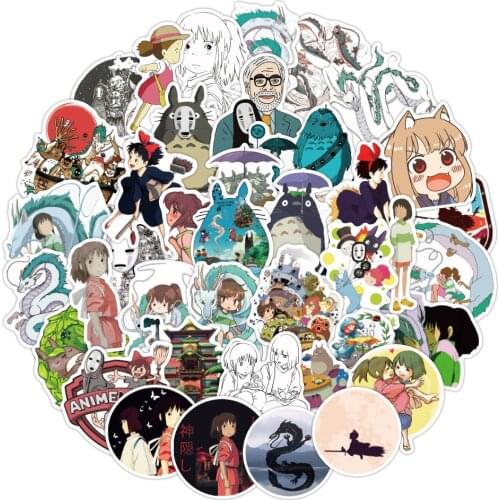 10/50PCS Miyazaki Hayao Anime Stickers Moving Castle Spirited Away Cartoon Stickers for Bike Laptop Book Luggage Kids Toys