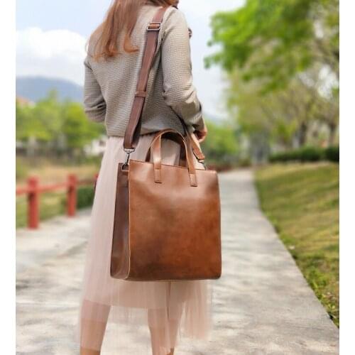 Laptop Bag 13 Inch Leather File Holder Women Briefcase Bag Large A4 Document Organizer Vertical Tote Messenger with 1 Small Bag