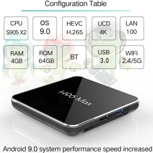 H96 MAX X2 Android TV Box Android 9.0 Smart TV Box 4GB 64GB S905X2 1080P H.265 4K Smart Media Player Support APP installation