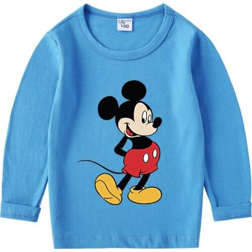 Mickey Mouse Spring Children Cartoon Print Long T Shirt Baby Boys Girls Clothes Long Sleeve T-Shirt Kid Tops Tee Baby Costume