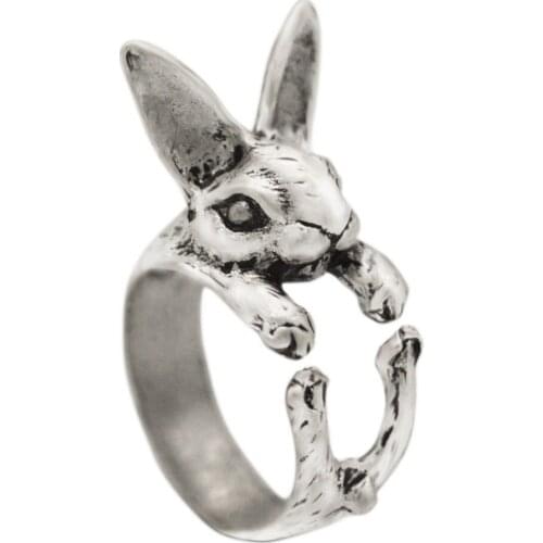 Vintage Animal Rings Adjustable Hippie Chic Handmade Rabbit Bunny Animal Knuckles Rings for Women Girls Charm Punk Jewelry Gift