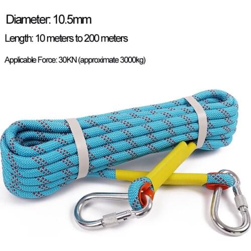 High Strength Nylon polyamide Diameter 10.5mm Length 10-200m Safety rope Rock climbing downhill Cord Paracord Applicable 30KN