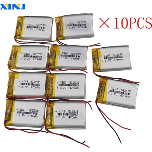 XINJ 10pcs 3.7V 470mAh lithium polymer battery lipo cell 582535 For smart watch MP3/MP4 music player DVC DVR Camera watches DVD