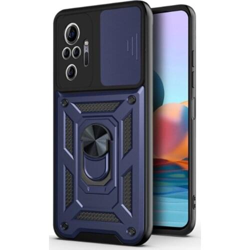 Sliding Window Camera Protection Case For Xiaomi Redmi Note 10 Armor Magnet Ring Holder TPU Cover For Xiaomi Redmi Note 10 Pro