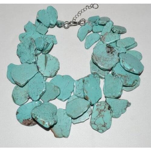 Woman Jewelry 2 Rows Necklace 20x35mm stone Slice Stone Choker Pendant Huge baroque stone Handmade