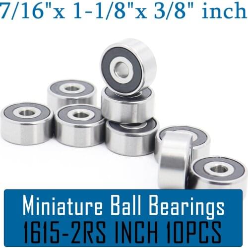 1615 2RS Bearing ABEC-1 (10PCS) 7/16"x1 1/8"x3/8" inch Ball Bearings 1615RS