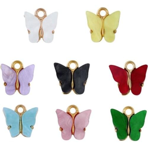 20Pcs Colorful Acrylic Butterfly Charms Pendant Necklace Bracelet Jewelry Making F3MF