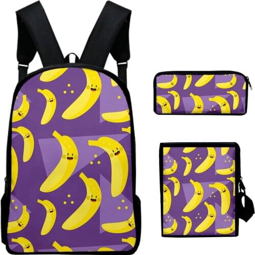 3pcs/Set Backpack 2020 New fruit Fashion Casual Backpack Shoulder Bags 3D Print School Bag Mochilas Student Backpack