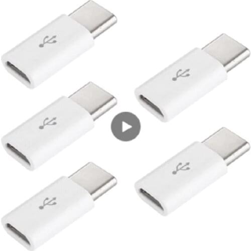 5 PCS Small Micro To USB-C Type-C USB 3.1 Adapter Converter Data Charging Convenient Practical For Smart Mobile Phone 2 Colors