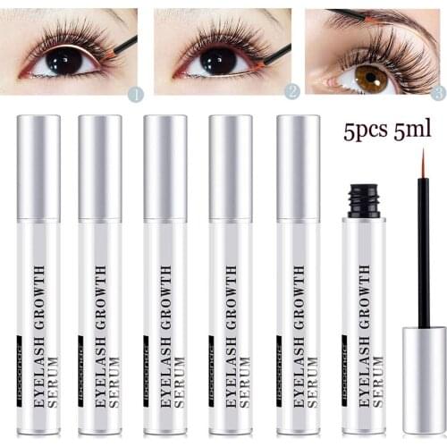 5Pcs Natural Eyelash Growth Treatments Longer Thicker Enhancer Serum Growth Eyebrows Beard Hairline Eyes Care 5ml