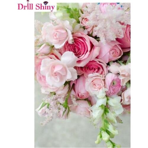 Diamond embroidery pink Flowers full square drill 5D DIY diamond painting Cross Stitch Rhinestone mosaic home decoration