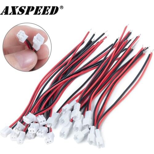 AXSPEED 10PCS PH2.0-2P Male and Female Connector Cable with Wire 96mm for 1/24 Axial SCX24 RC Car Battery Upgraded Parts