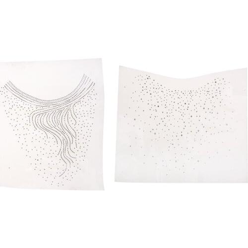 Bling All Crystal Rhinestone Heat Transfer Iron On Neckline Applique for Clothes T-Shirts Blouses Sweater